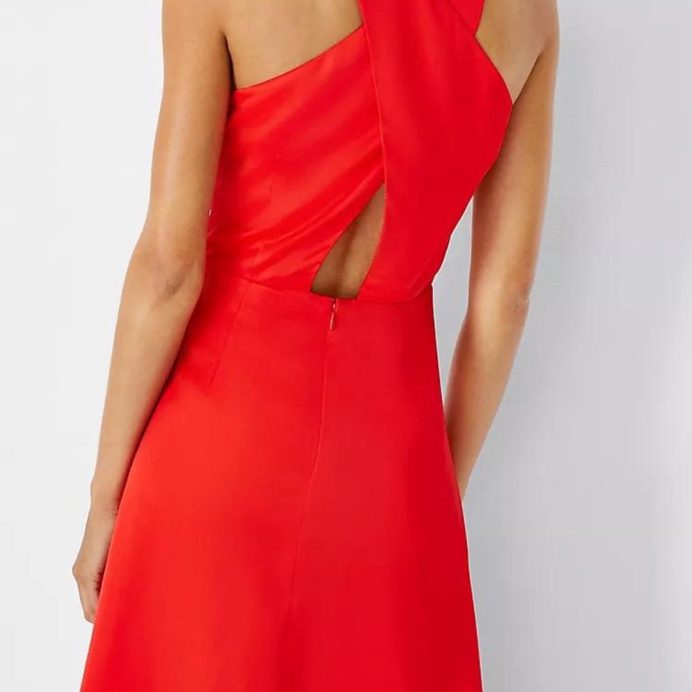 NWT  Ann Taylor Cutout Back Flare Halter Dress - Picture 4 of 7